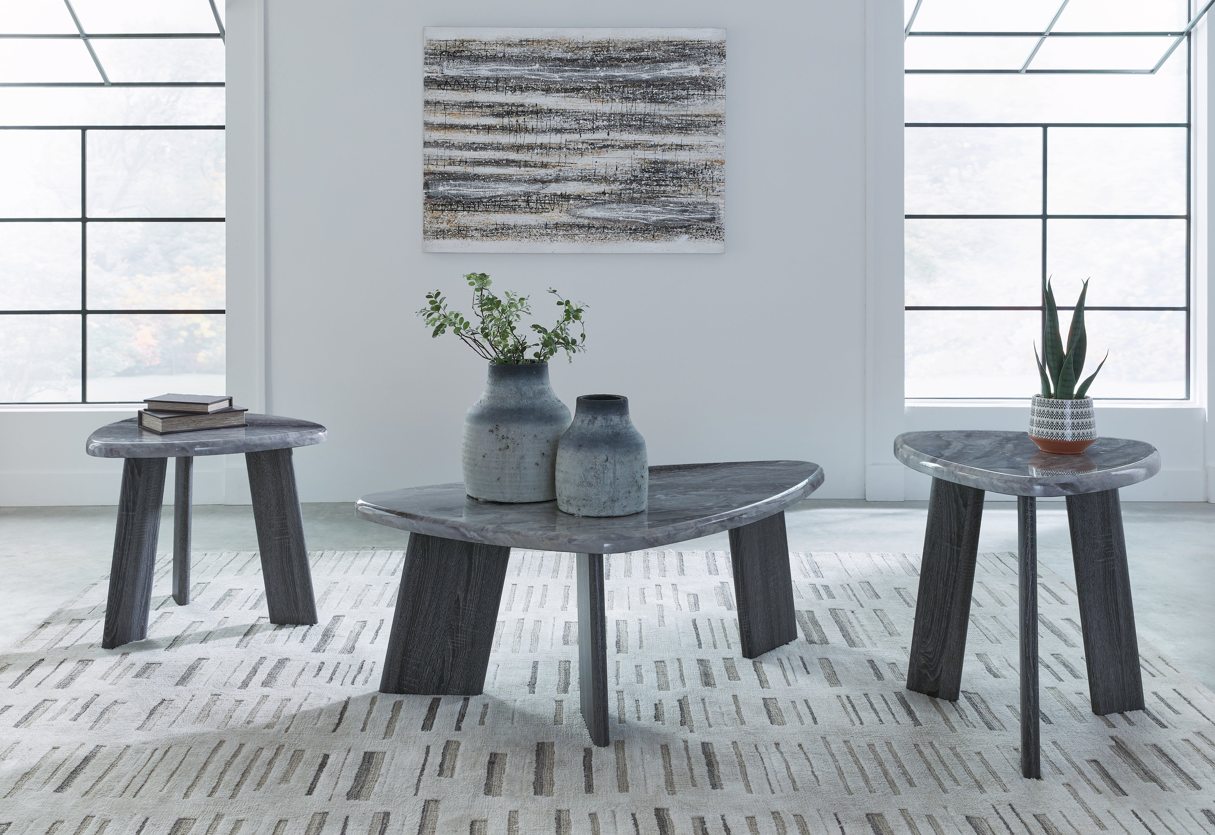 Coral Furniture - Ashley Furniture - Bluebond Table (Set of 3) - Occasional Table Set (3/CN) / Gray - T390-13