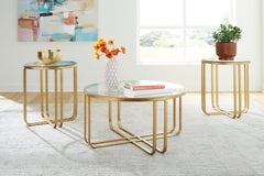 Coral Furniture - Ashley Furniture - Milloton Table (Set of 3) - Occasional Table Set (3/CN) / Gold - T398-13