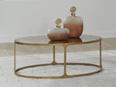 Coral Furniture - Ashley Furniture - Korajane Coffee Table - Oval Cocktail Table / Antique Gold - T399-0