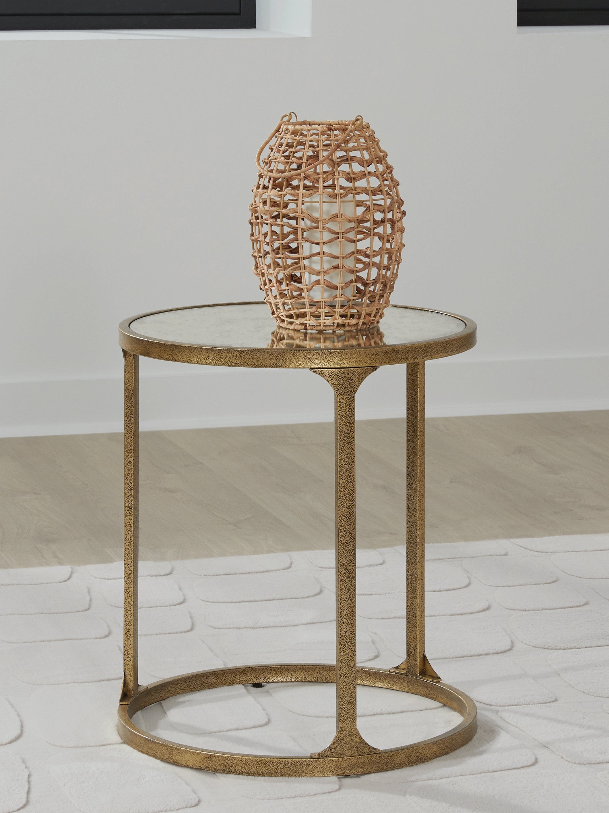 Coral Furniture - Ashley Furniture - Korajane End Table - Round End Table / Antique Gold - T399-6