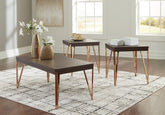 Coral Furniture - Ashley Furniture - Bandyn Table (Set of 3) - Occasional Table Set (3/CN) / Brown/Champagne - T404-13