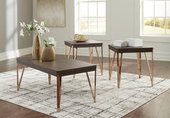 Coral Furniture - Ashley Furniture - Bandyn Table (Set of 3) - Occasional Table Set (3/CN) / Brown/Champagne - T404-13