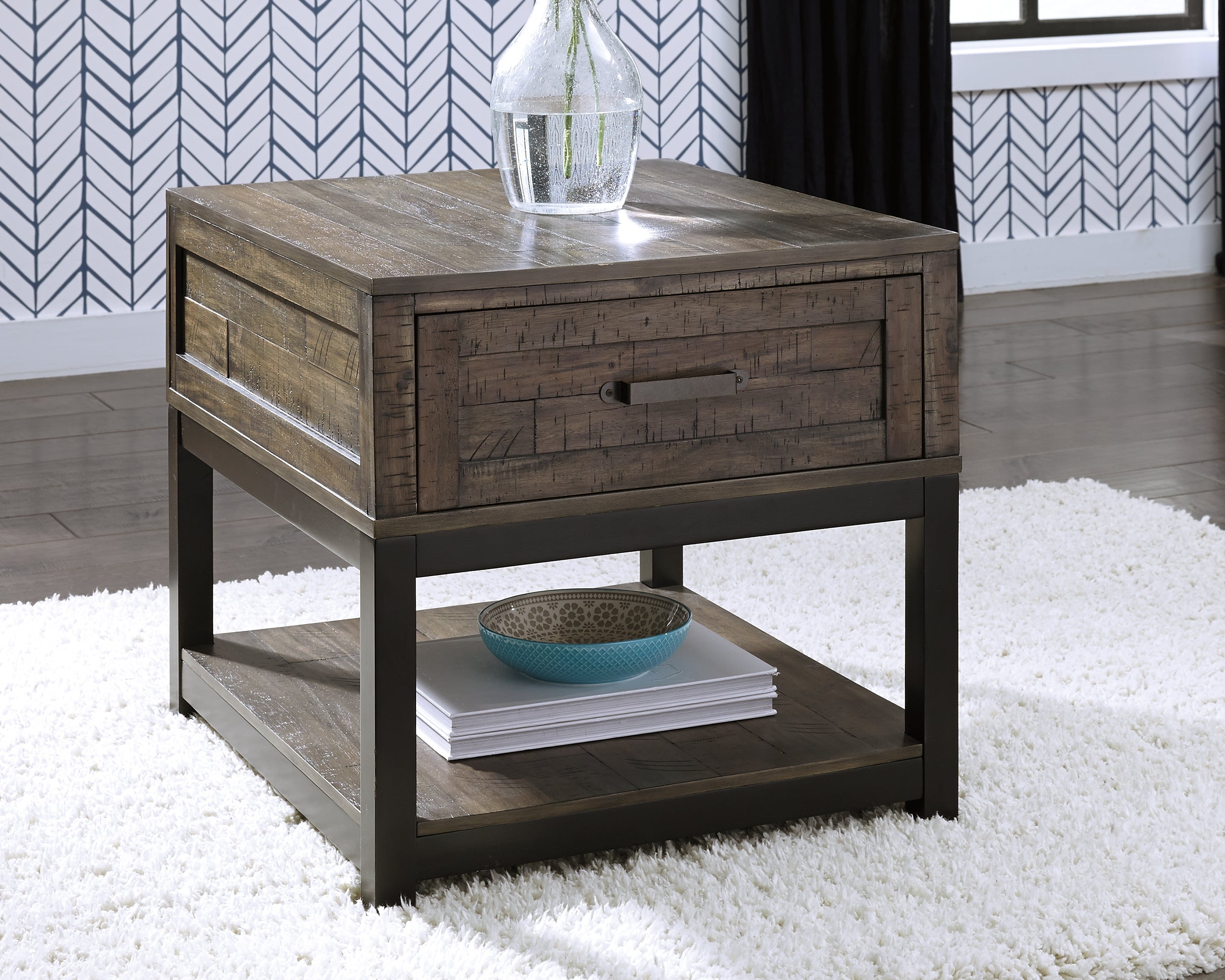Coral Furniture - Ashley Furniture - Johurst End Table - Rectangular End Table / Grayish Brown - T444-3