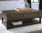 Coral Furniture - Ashley Furniture - Johurst Coffee Table with Lift Top - LIFT TOP COCKTAIL TABLE / Grayish Brown - T444-9