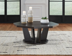 Coral Furniture - Ashley Furniture - Chasinfield Coffee Table - Octagon Cocktail Table / Dark Brown - T458-8