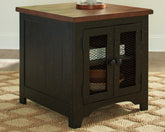 Coral Furniture - Ashley Furniture - Valebeck End Table - Rectangular End Table / Black/Brown - T468-3