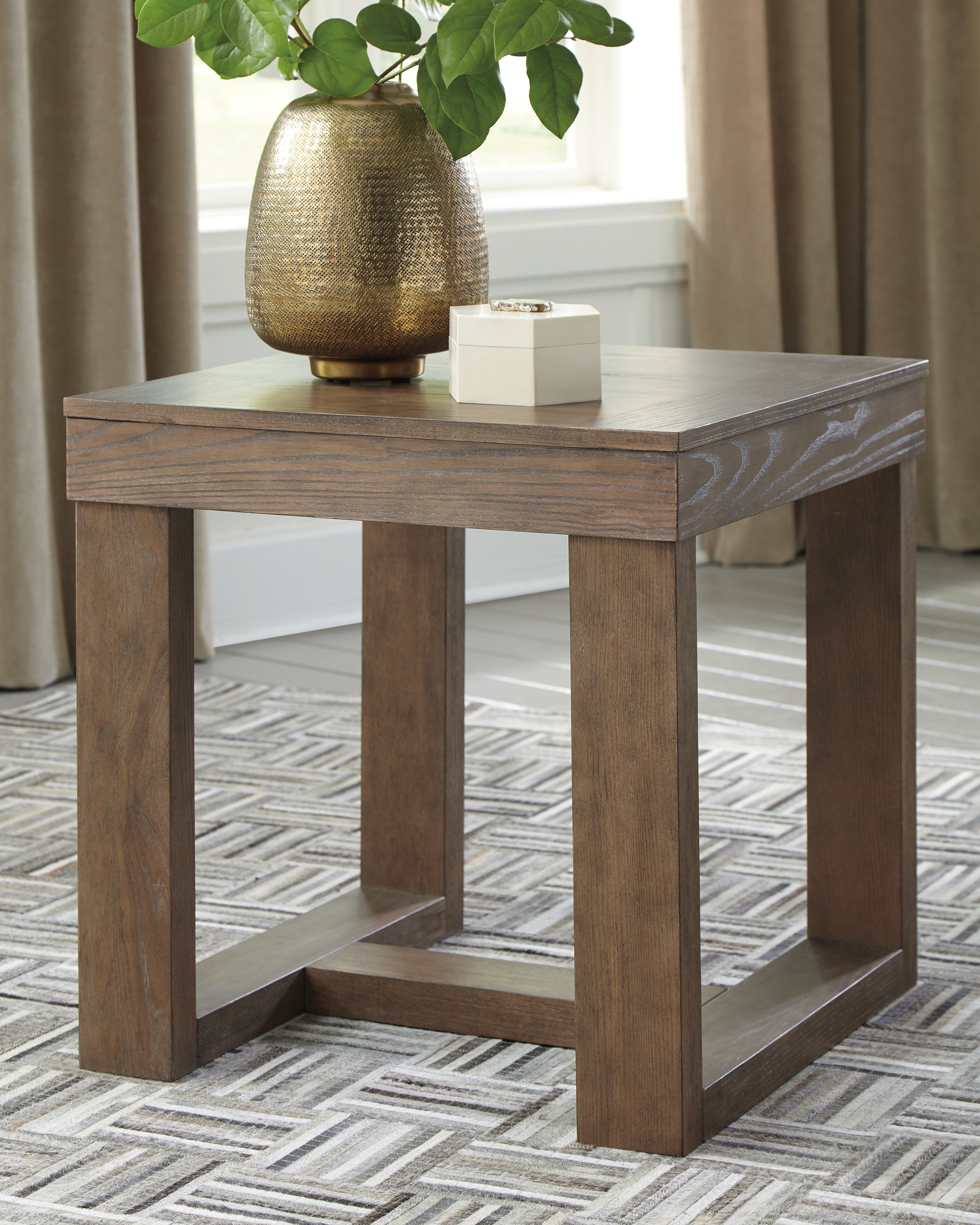 Coral Furniture - Ashley Furniture - Cariton End Table - Square End Table / Gray - T471-2