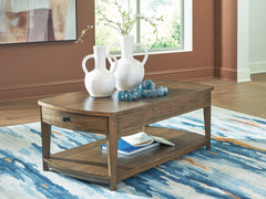 Coral Furniture - Ashley Furniture - Burkbyer Coffee Table - Rectangular Cocktail Table / Brown - T513-1