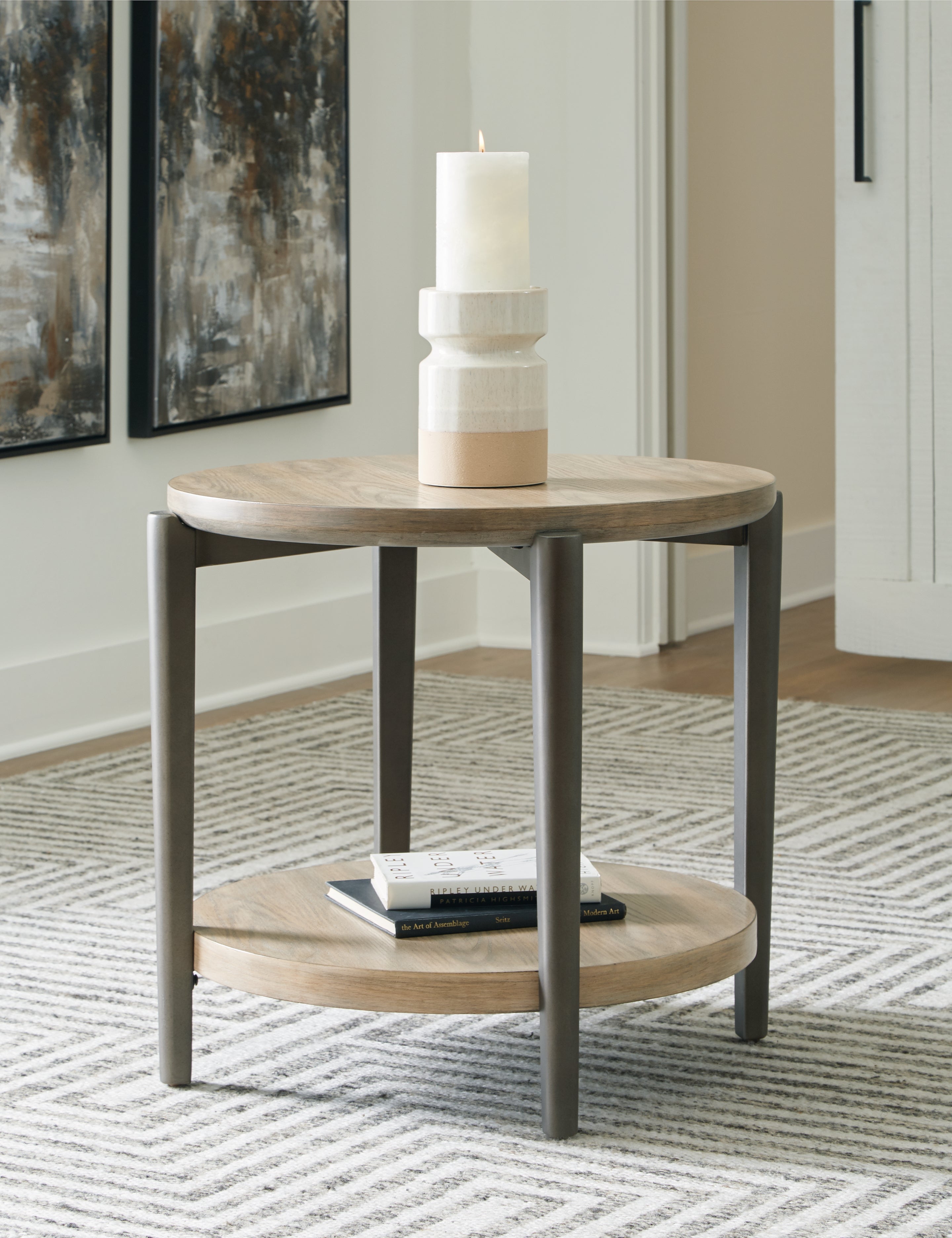 Coral Furniture - Ashley Furniture - Dyonton End Table - Round End Table / Light Grayish Brown - T574-6