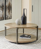 Coral Furniture - Ashley Furniture - Dyonton Coffee Table - Round Cocktail Table / Light Grayish Brown - T574-8