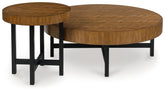 Coral Furniture - Ashley Furniture - Steenlage Table (Set of 2) - Occasional Table Set (Set of 2) / Brown/Black - T575-12