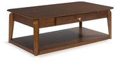 Coral Furniture - Ashley Furniture - Trenmour Coffee Table - Rectangular Cocktail Table / Medium Brown - T596-1