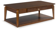 Coral Furniture - Ashley Furniture - Trenmour Coffee Table - Rectangular Cocktail Table / Medium Brown - T596-1