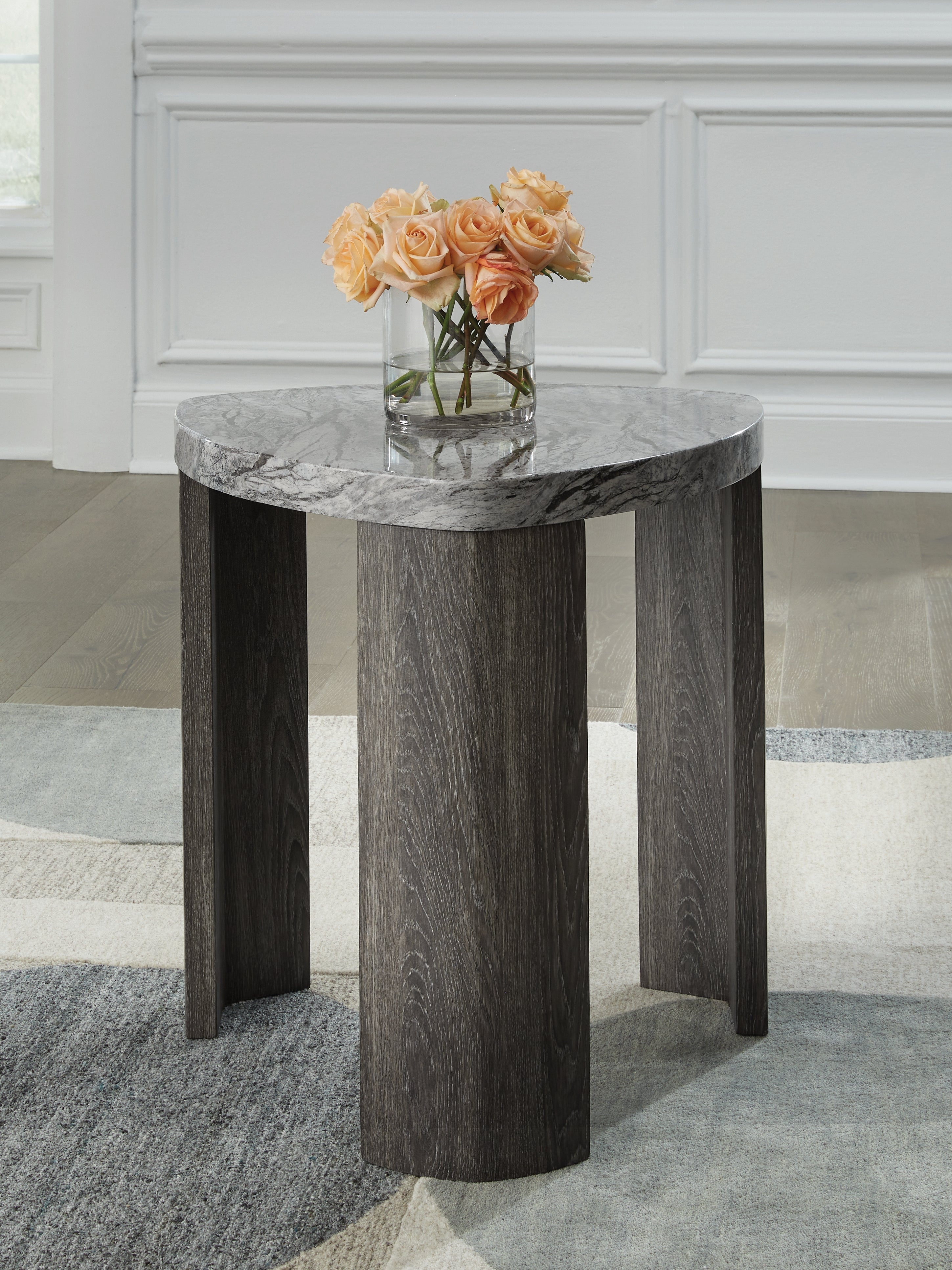 Coral Furniture - Ashley Furniture - Surmour End Table - Triangle End Table / Gray/Brown - T600-6