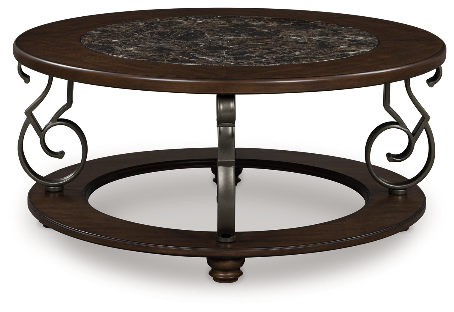 Coral Furniture - Ashley Furniture - Frallyn Coffee Table - Round Cocktail Table / Dark Brown - T623-8