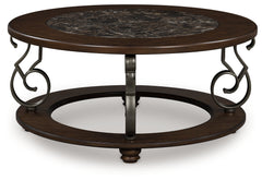 Coral Furniture - Ashley Furniture - Frallyn Coffee Table - Round Cocktail Table / Dark Brown - T623-8