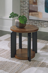 Coral Furniture - Ashley Furniture - Kraeburn End Table - Round End Table / Brown/Black - T624-6