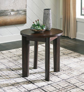 Coral Furniture - Ashley Furniture - Korestone 2 End Table - Round End Table / Dark Brown - T657-6