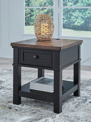 Coral Furniture - Ashley Furniture - Wildenauer End Table - Rectangular End Table / Brown/Black - T664-3