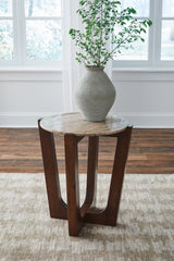 Coral Furniture - Ashley Furniture - Tanidore End Table - Round End Table / Warm Brown - T667-6