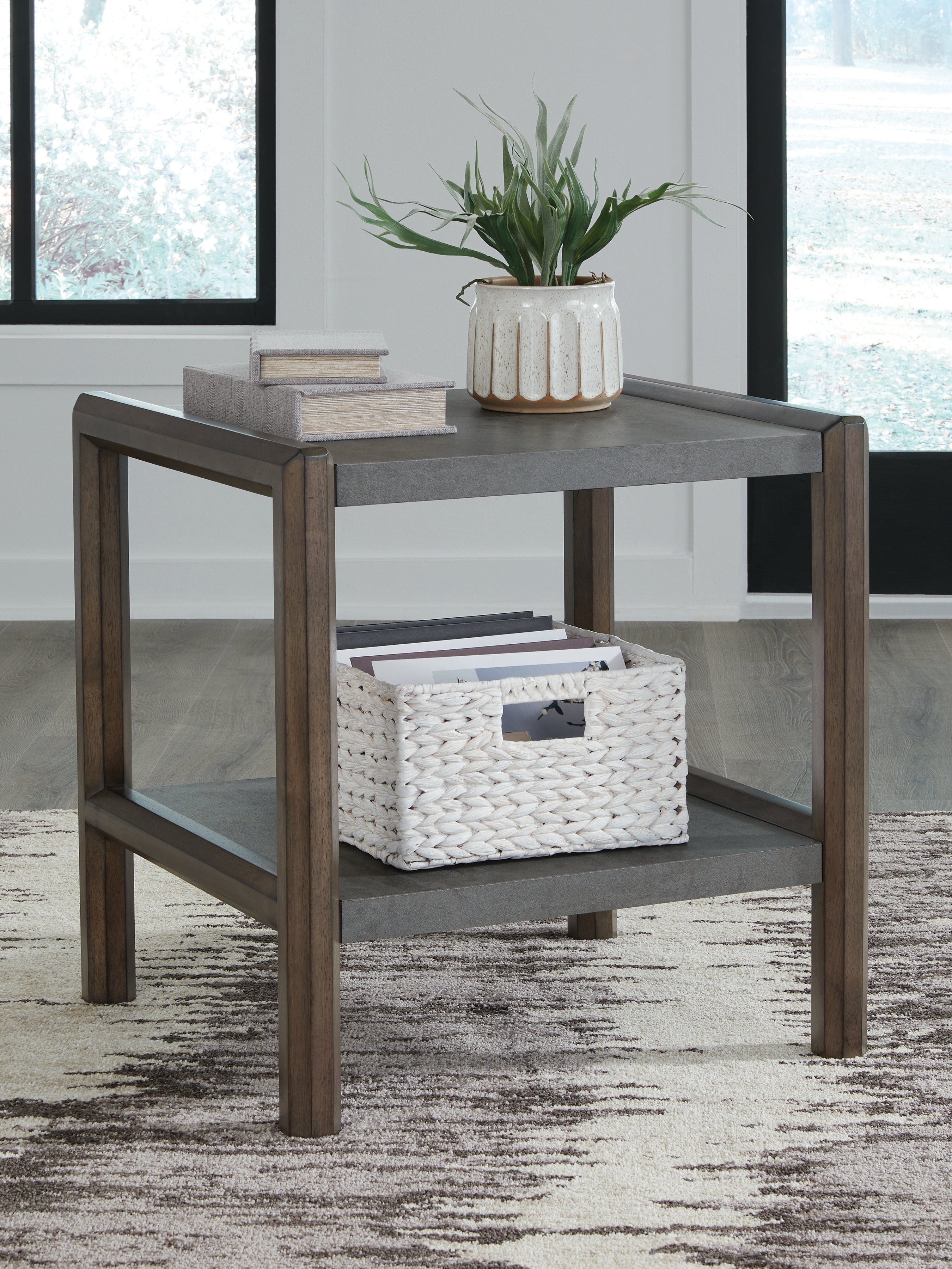 Coral Furniture - Ashley Furniture - Kallenny End Table - Rectangular End Table / Brown/Gray - T669-3
