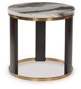 Coral Furniture - Ashley Furniture - Jazmore End Table - Round End Table / Brown/Brass Finish - T671-6