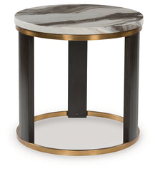 Coral Furniture - Ashley Furniture - Jazmore End Table - Round End Table / Brown/Brass Finish - T671-6