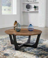 Coral Furniture - Ashley Furniture - Hanneforth Coffee Table - Round Cocktail Table / Brown/Black - T726-8