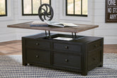 Coral Furniture - Ashley Furniture - Tyler Creek Coffee Table with Lift Top - Lift Top Cocktail Table / Grayish Brown/Black - T736-20