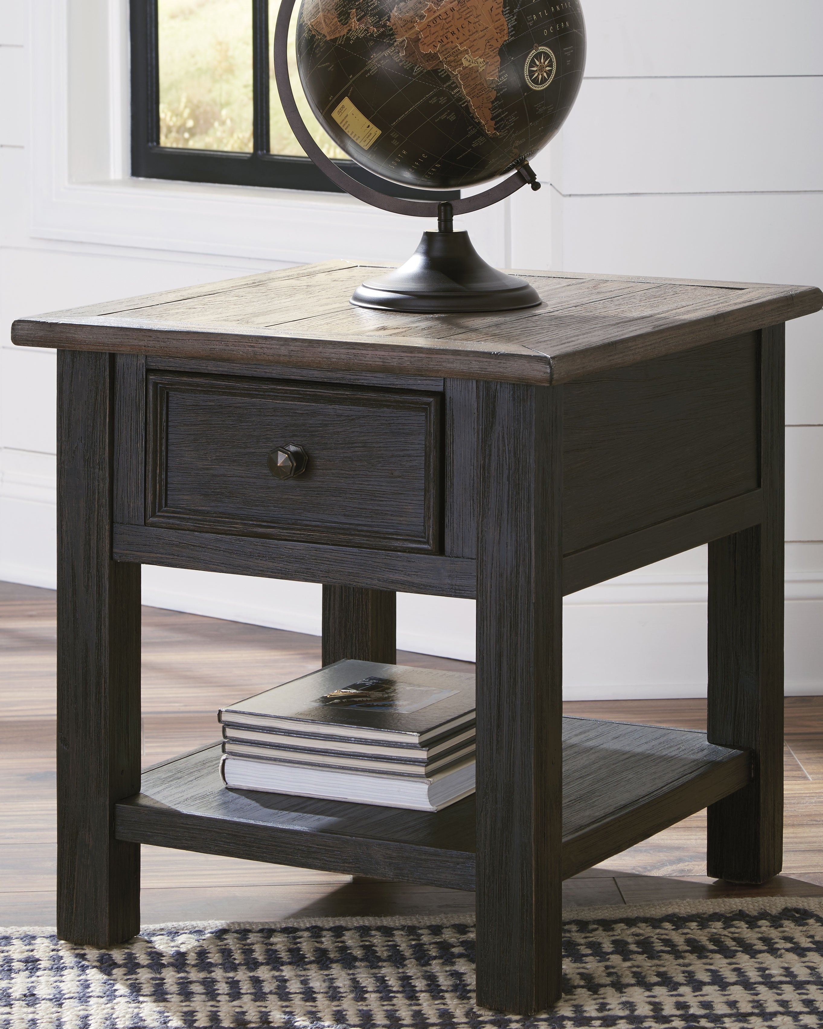 Coral Furniture - Ashley Furniture - Tyler Creek End Table - Rectangular End Table / Grayish Brown/Black - T736-3