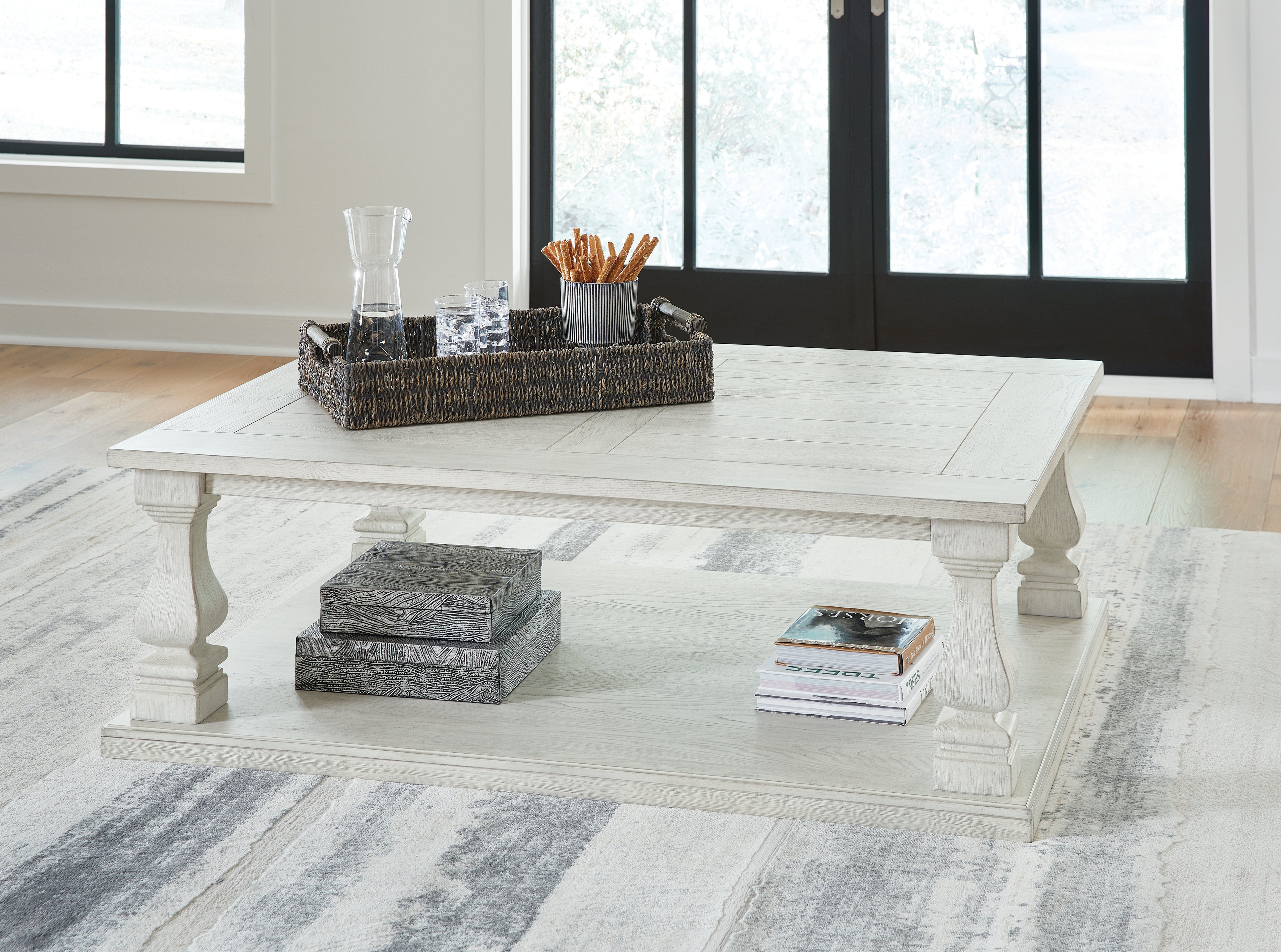 Coral Furniture - Ashley Furniture - Arlendyne Coffee Table - Rectangular Cocktail Table / Antique White - T747-1