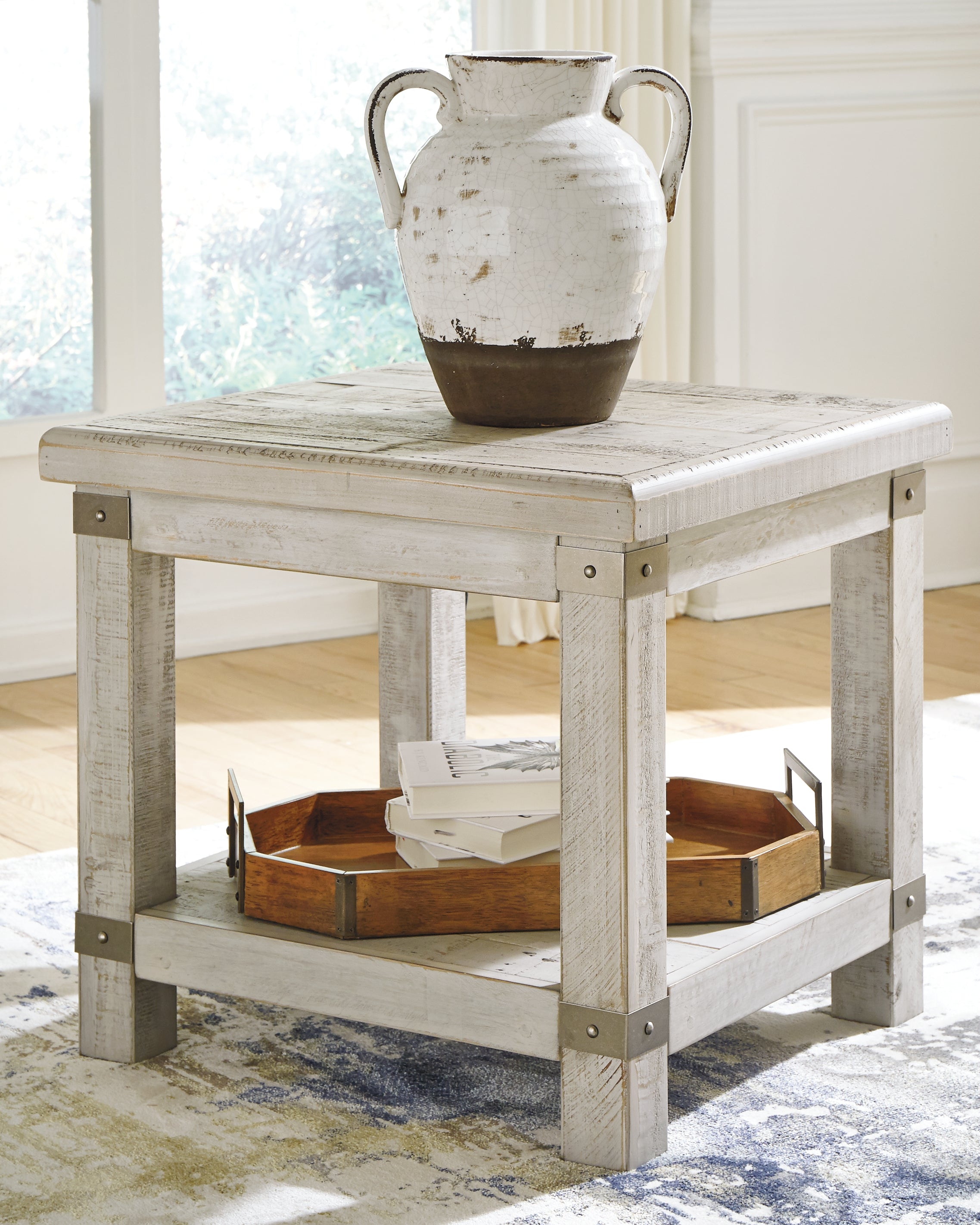 Coral Furniture - Ashley Furniture - Carynhurst End Table - Rectangular End Table / Whitewash - T929-3