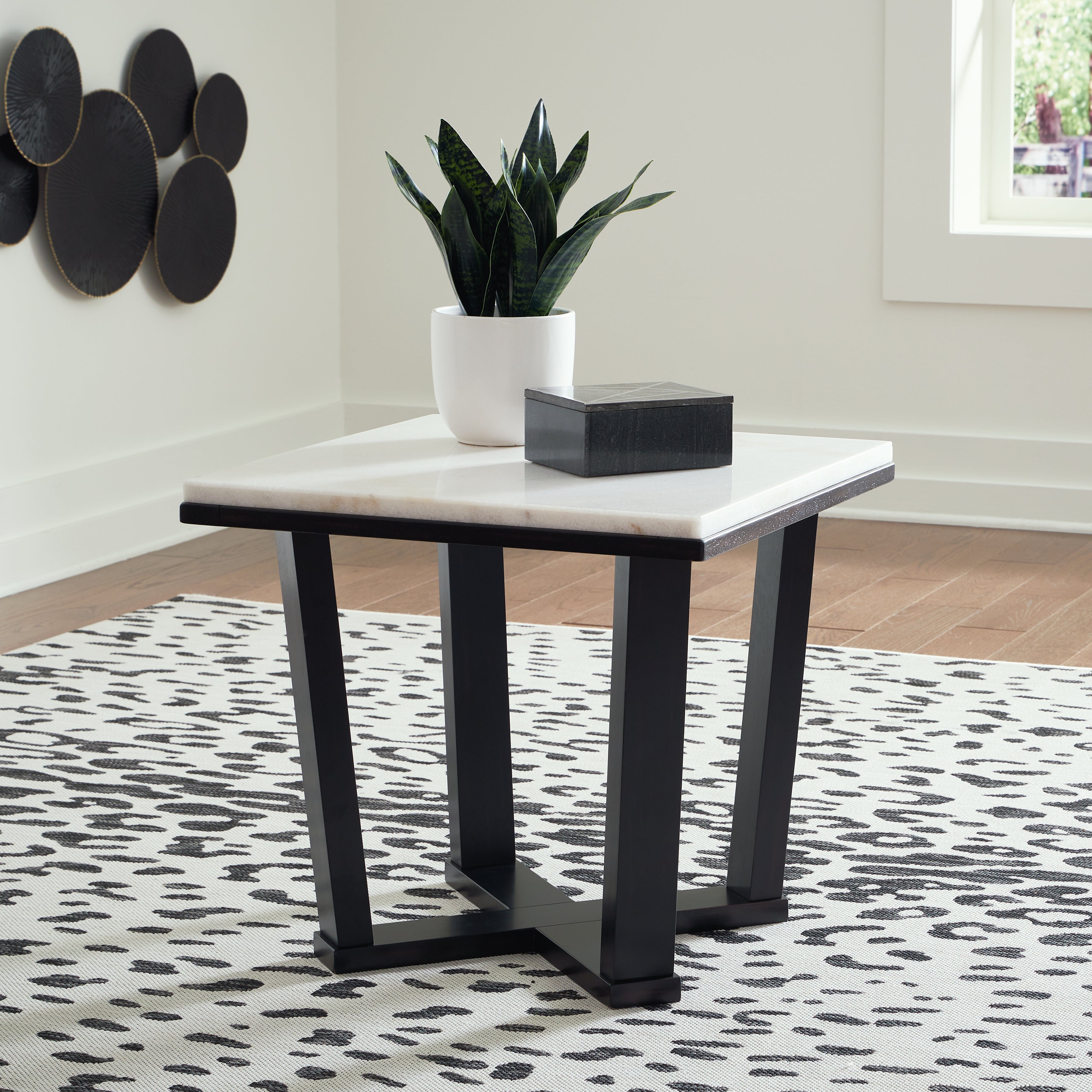 Coral Furniture - Ashley Furniture - Fostead End Table - Square End Table / White/Espresso - T770-2
