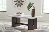 Coral Furniture - Ashley Furniture - Burkhaus Coffee Table - Rectangular Cocktail Table / White/Dark Brown - T779-1