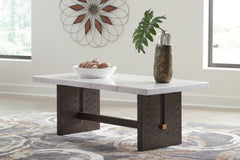 Coral Furniture - Ashley Furniture - Burkhaus Coffee Table - Rectangular Cocktail Table / White/Dark Brown - T779-1