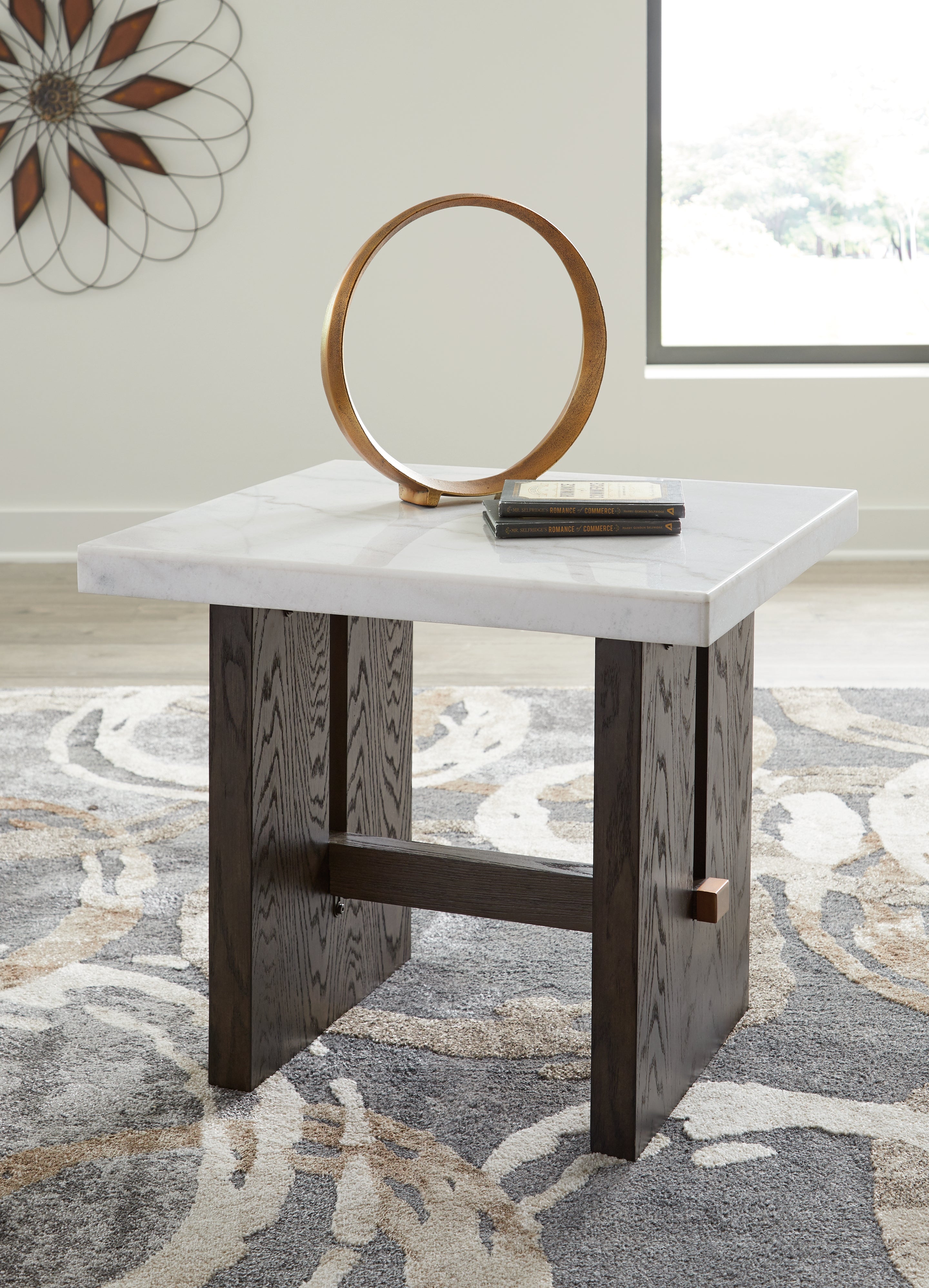 Coral Furniture - Ashley Furniture - Burkhaus End Table - Rectangular End Table / White/Dark Brown - T779-3