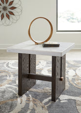 Coral Furniture - Ashley Furniture - Burkhaus End Table - Rectangular End Table / White/Dark Brown - T779-3