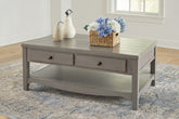 Coral Furniture - Ashley Furniture - Charina Coffee Table - Rectangular Cocktail Table / Antique Gray - T784-1