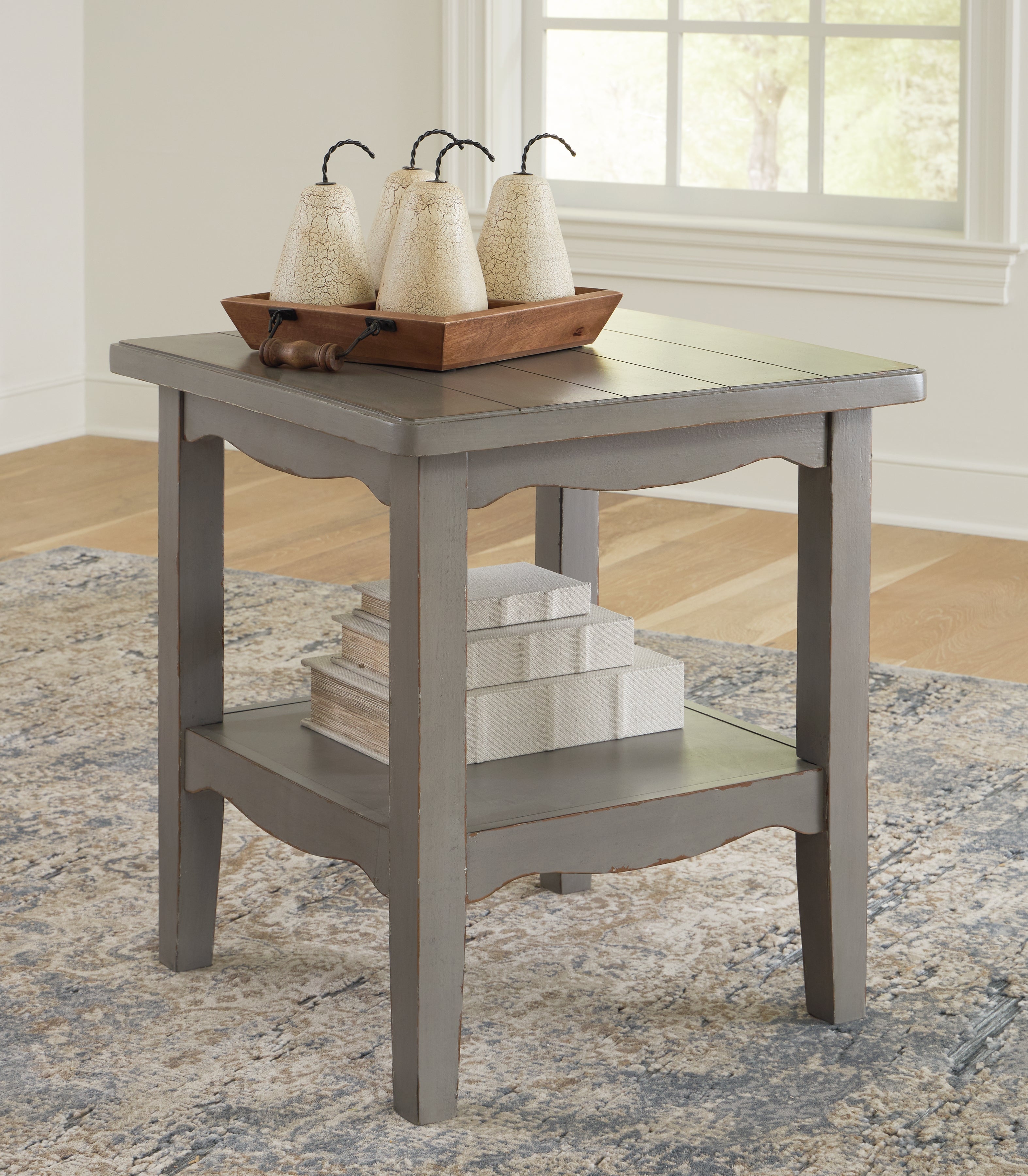 Coral Furniture - Ashley Furniture - Charina End Table - Square End Table / Antique Gray - T784-2