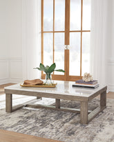 Coral Furniture - Ashley Furniture - Loyaska Coffee Table - Rectangular Cocktail Table / Brown/Ivory - T789-1