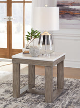 Coral Furniture - Ashley Furniture - Loyaska End Table - Rectangular End Table / Grayish Brown/White - T854-3