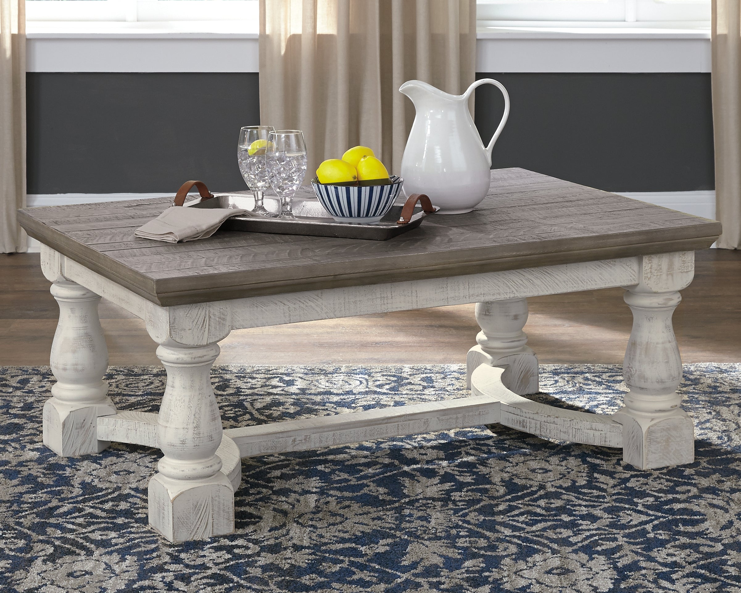 Coral Furniture - Ashley Furniture - Havalance Coffee Table - Rectangular Cocktail Table / Gray/White - T814-1