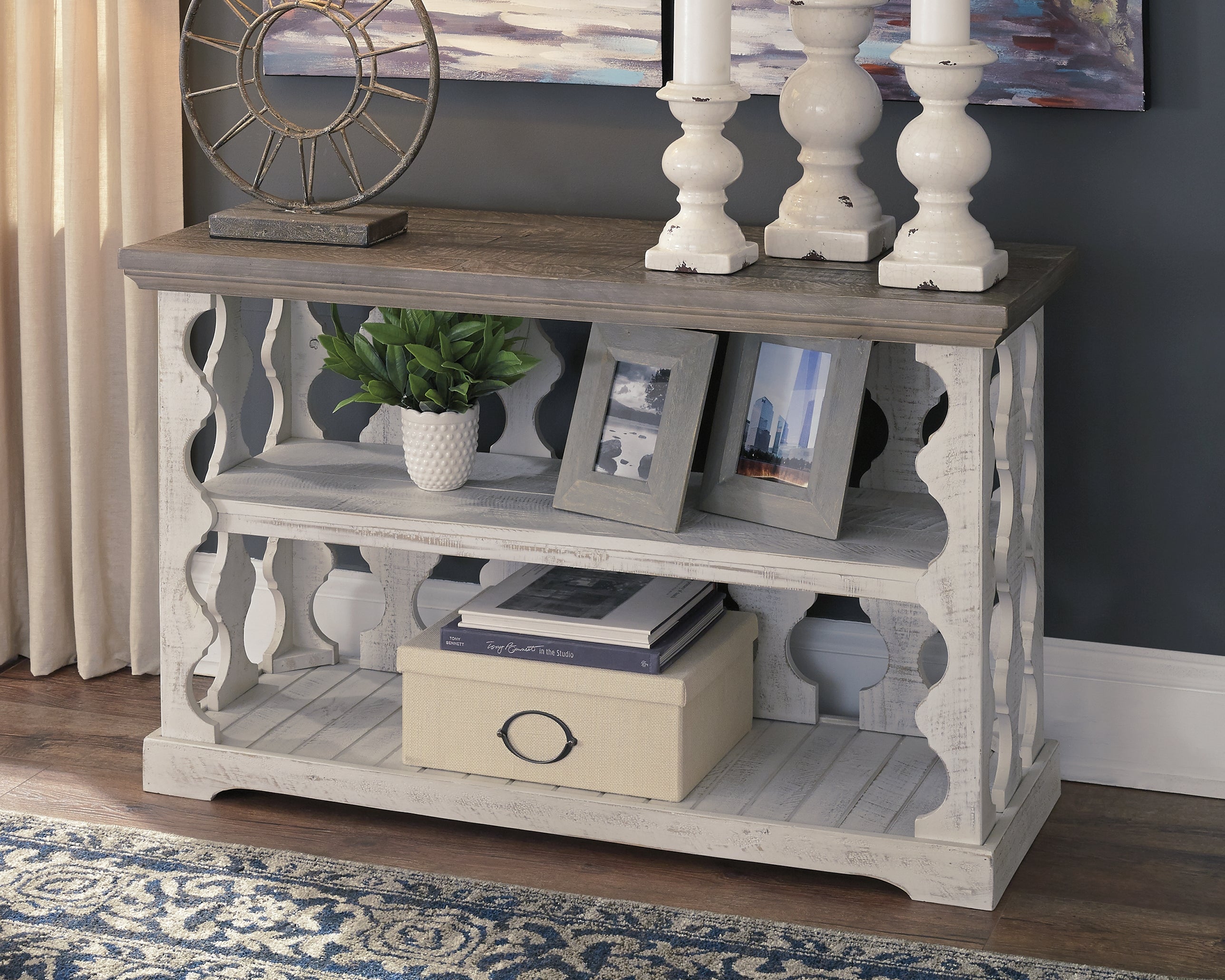 Coral Furniture - Ashley Furniture - Havalance Sofa/Console Table - Console Sofa Table / Gray/White - T814-5
