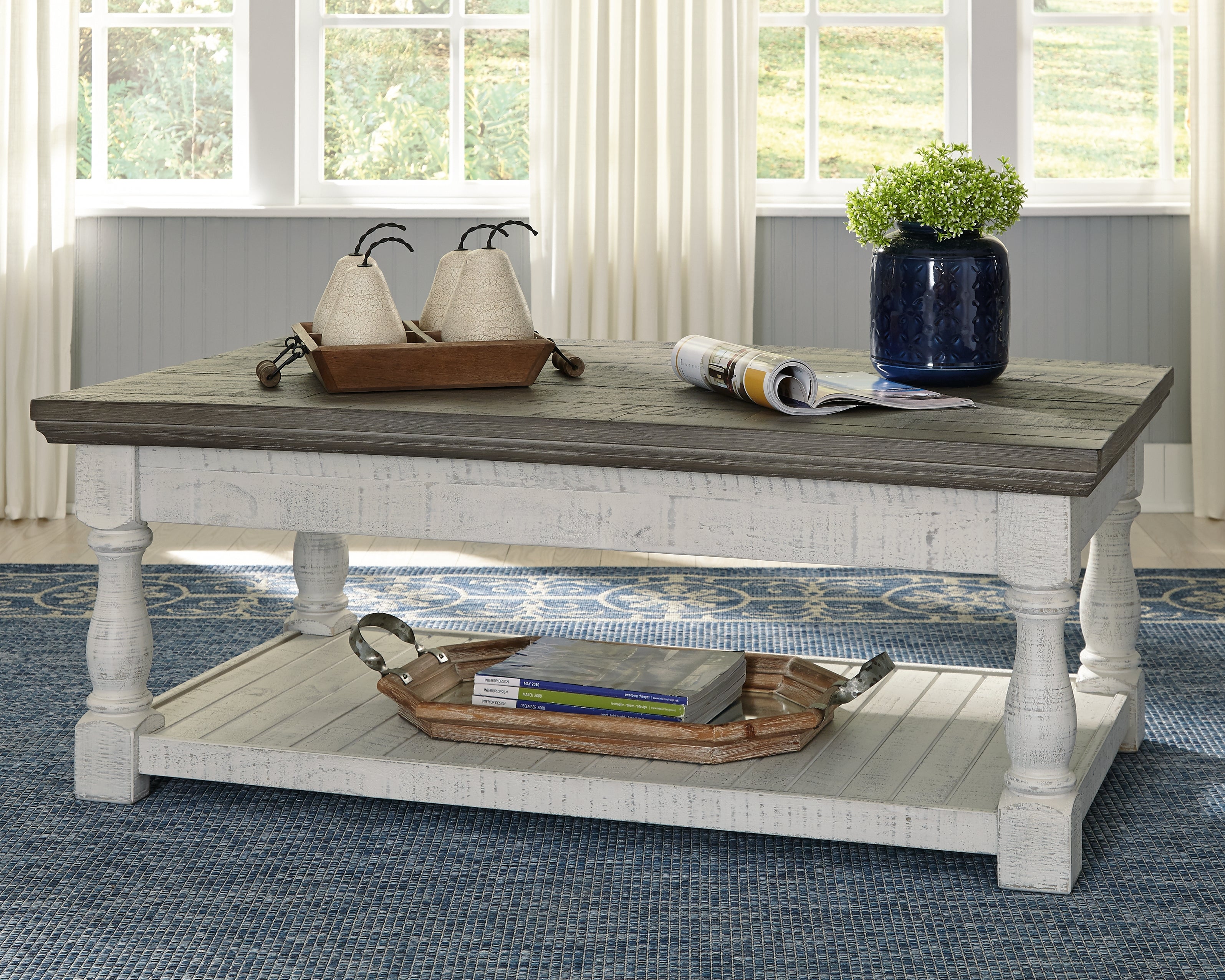 Coral Furniture - Ashley Furniture - Havalance Lift-Top Coffee Table - Lift Top Cocktail Table / White/Gray - T994-20