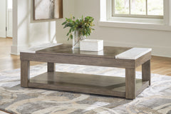 Coral Furniture - Ashley Furniture - Loyaska Lift-Top Coffee Table - Lift Top Cocktail Table / Grayish Brown/White - T854-9