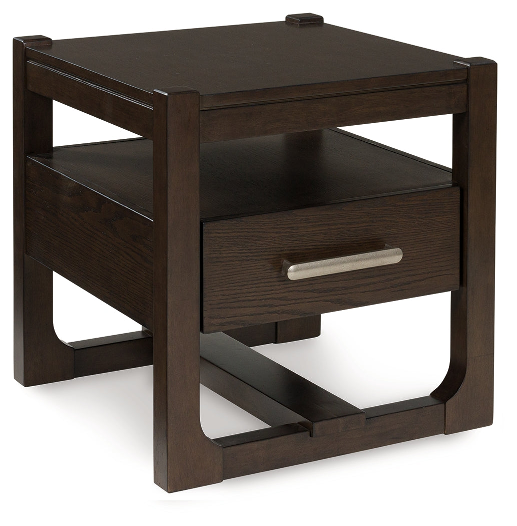 Coral Furniture - Ashley Furniture - Breckington End Table - Rectangular End Table / Dark Brown - T656-3