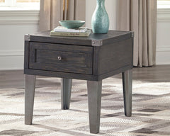 Coral Furniture - Ashley Furniture - Todoe End Table with USB Ports & Outlets - Rectangular End Table / Dark Gray - T901-3