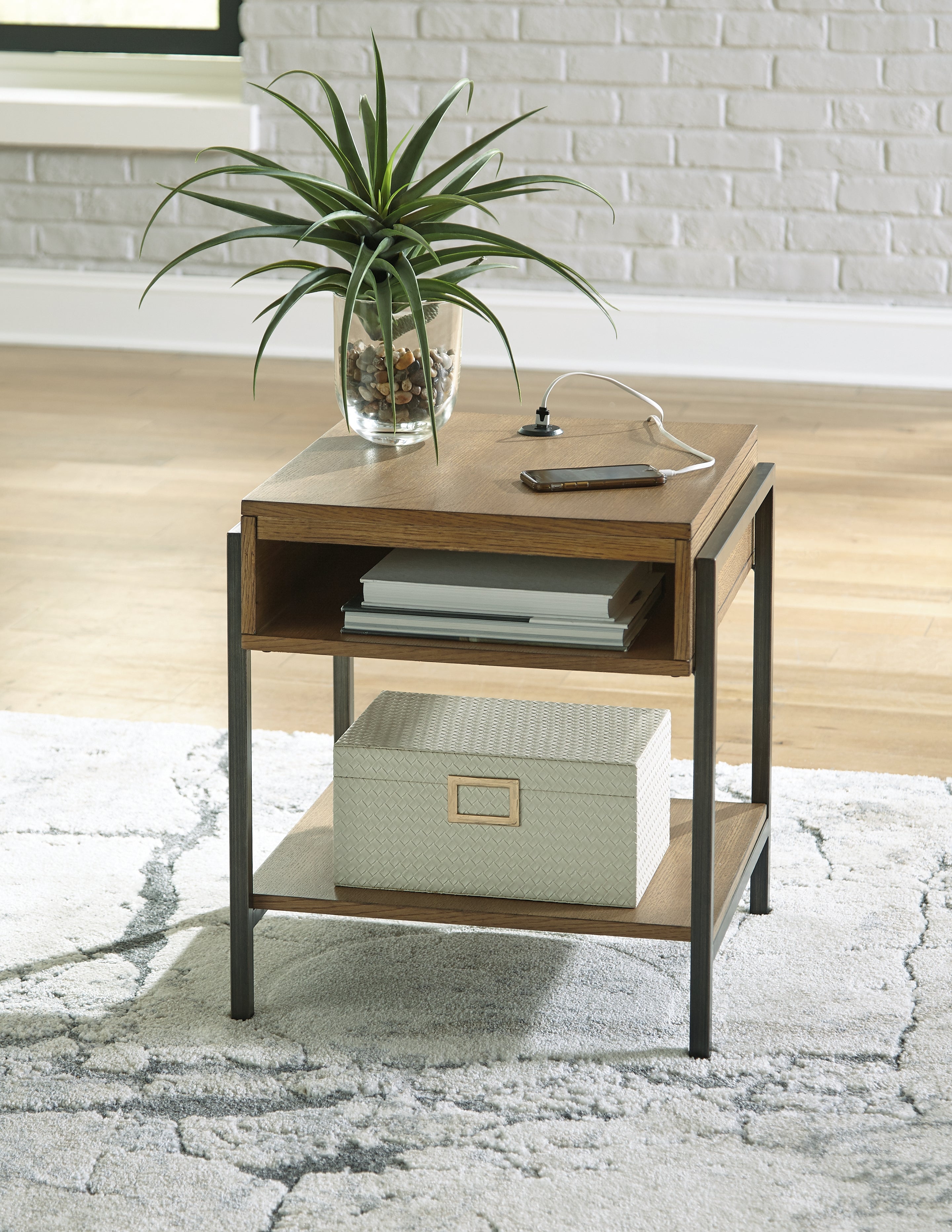 Coral Furniture - Ashley Furniture - Fridley End Table - Rectangular End Table / Brown/Black - T964-3