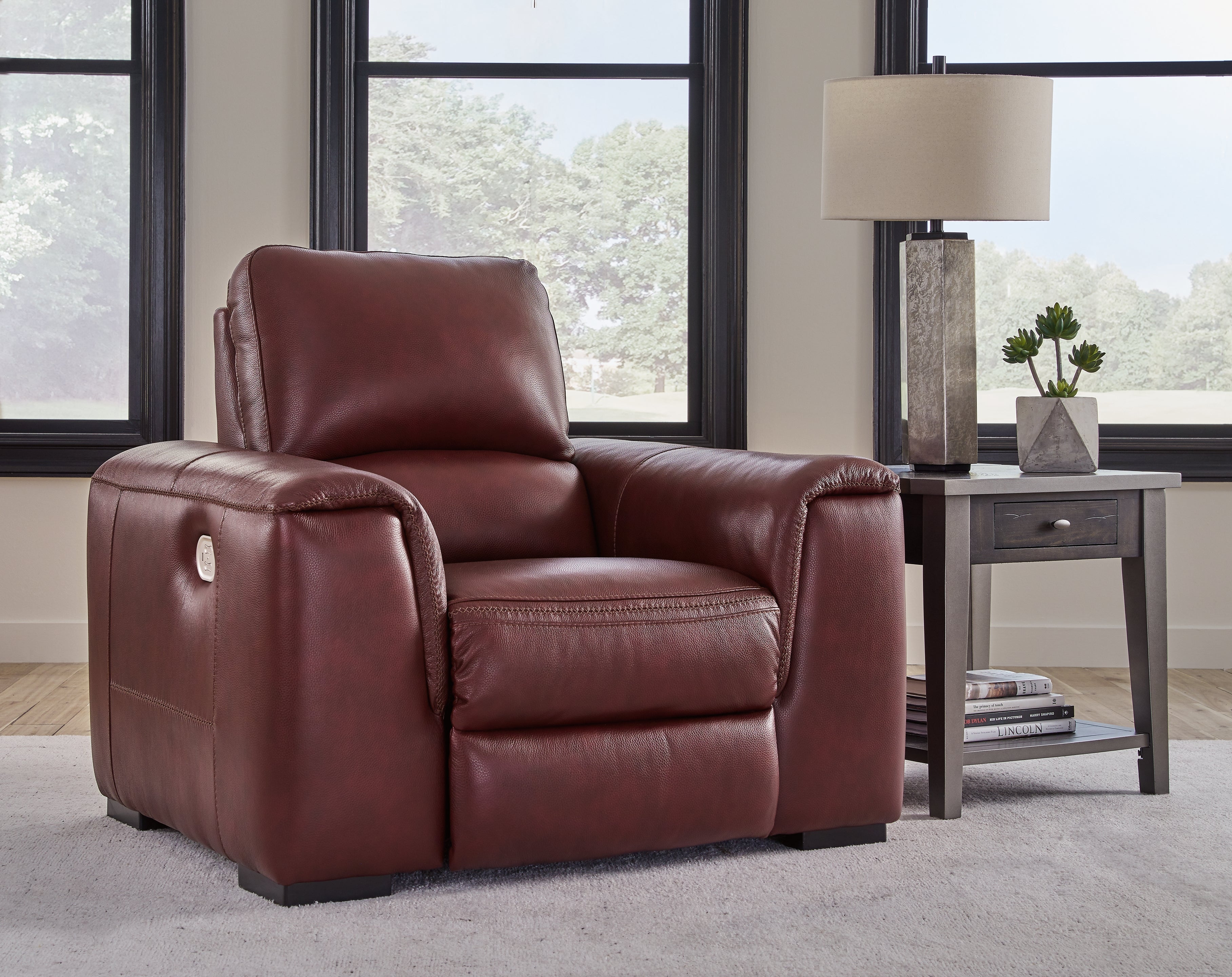 Coral Furniture - Ashley Furniture - Alessandro Living Room - PWR Recliner/ADJ Headrest / Walnut - U2550213