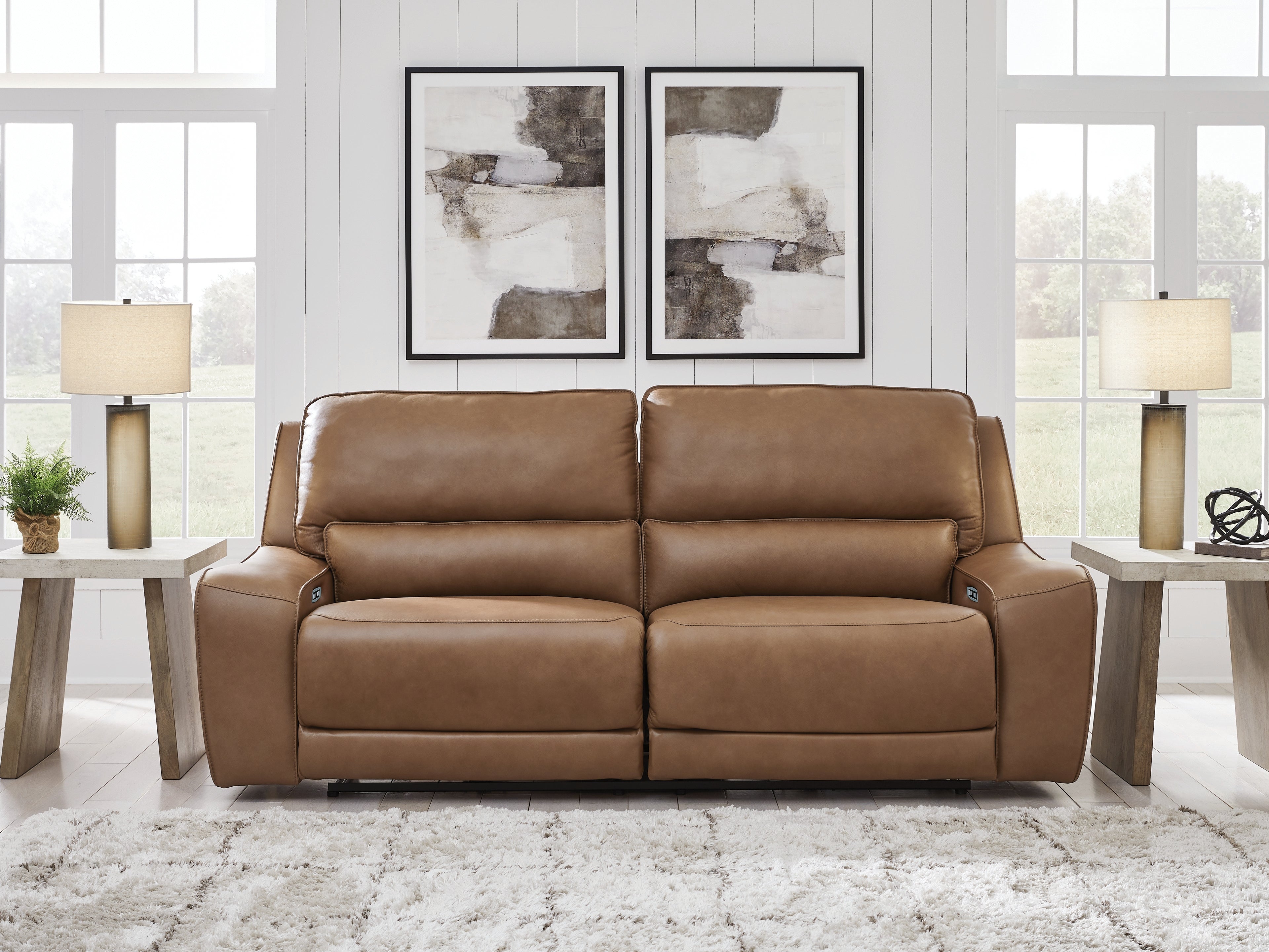 Coral Furniture - Ashley Furniture - DeepWakes Living Room - PWR Recliner/ADJ Headrest / Caramel - PCU6260613